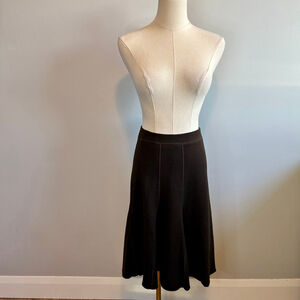 Marc Cain Women's Virgin Wool Chocolate Brown Flutter Hem Lined Skirt, SZ 4